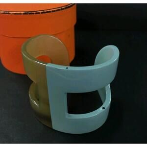 HERMES Anno Buffalo Horn Bangle Bracelet Bicolor With Box!